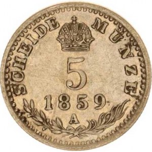 František Josef I.(1848-1918), 5 kr. 1859 A, tém.