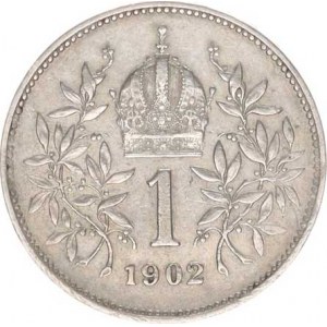 František Josef I.(1848-1918), 1 Koruna 1902 b.zn., škr., tém.