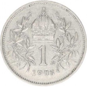 František Josef I.(1848-1918), 1 Koruna 1905 b.zn. R