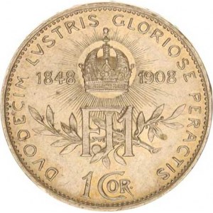 František Josef I.(1848-1918), 1 Koruna 1908 jubil. - tečka za HVNG.