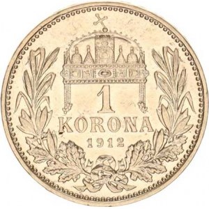 František Josef I.(1848-1918), 1 Koruna 1912 KB, v av. oxyd. skvr.