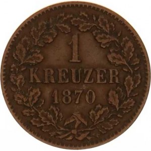 Baden, Friedrich I. (1852-56-1907), 1 Kreuzer 1870 KM 242