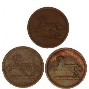 Hannover, Georg V. (1851-1866), 2 Pfennige 1851 B, 1853 B, 1854 B 3 ks