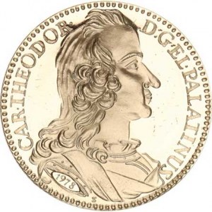 Heidelberg, Carl Theodor el Palatinus, Gulden 1746, portrét / Boží oko nad městem Replika 1978