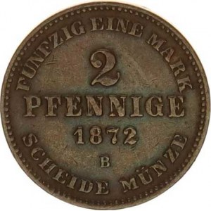 Mecklenburg-Schwerin, Friedrich Franz II. (1842-1883), 2 Pfennige 1872 B KM 316