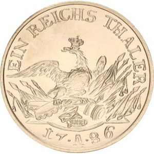 Prusko, Friedrich II.(1740-1786), Tolar říšský 1786 A REPLIKA 1986 Ag 999/1000 30 g