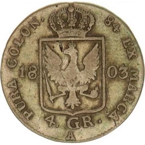 Prusko, Friedrich Wilhelm III.(1797-1840), 4 Groschen 1803 A KM 370,1 var. velká perla v koruně