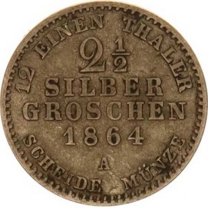 Prusko, Wilhelm I. (1861-1888), 2 1/2 Silber groschen 1864 A KM 486, patina