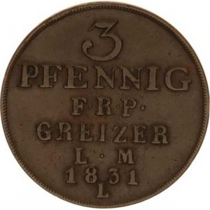 Reuss-Obergreiz, Heinrich XIX. (1817-1836), 3 Pfennig 1831 L KM 103 R
