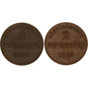 Sasko - Meiningen, Georg II.(1866-1914), 2 Pfennige 1868, 1869 KM 174 2 ks