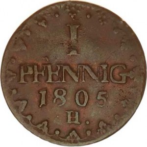 Sasko, Friedrich August III.(1763-1806), 1 Pfennig 1805 H KM 1000