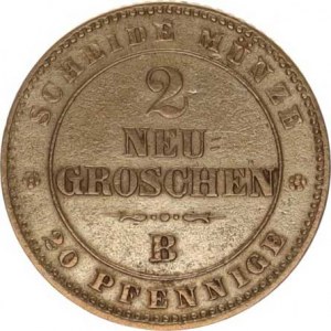 Sasko, Johann (1854-1873), 2 Neu-groschen 1865 B KM 1220, tém.