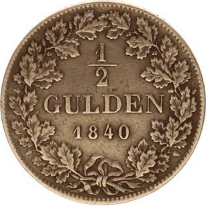 Württemberg, Wilhelm I. (1816-1864), 1/2 Gulden 1840 KM 573 R