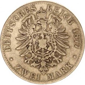 Württemberg, Karl I. (1864-1891), 2 Mark 1877 F Y. 215 R