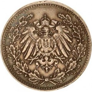 Německo, drobné ražby císařství, 1/2 Mark 1918 D, tém.