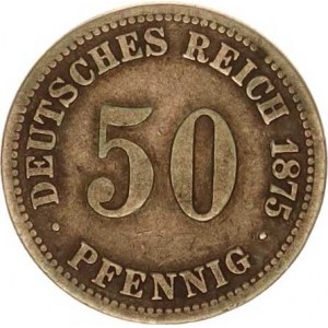 Německo, drobné ražby císařství, 50 Pfennig 1875 B