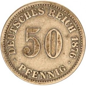 Německo, drobné ražby císařství, 50 Pfennig 1876 E
