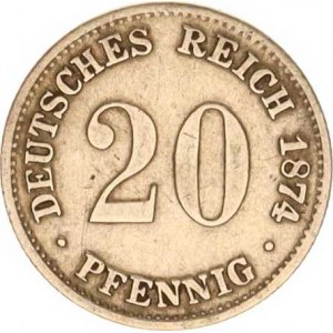 Německo, drobné ražby císařství, 20 Pfennig 1874 B