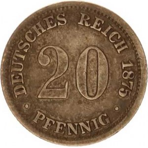 Německo, drobné ražby císařství, 20 Pfennig 1875 D