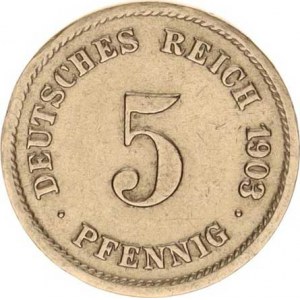 Německo, drobné ražby císařství, 5 Pfennig 1903 G