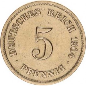 Německo, drobné ražby císařství, 5 Pfennig 1904 G
