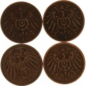 Německo, drobné ražby císařství, 2 Pfennig 1911 J, 1912 A, F, J 4 ks