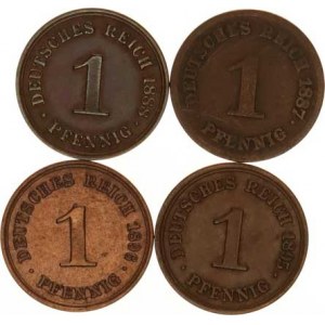 Německo, drobné ražby císařství, 1 Pfennig 1887 F, 1888 A, 1895 F, 1896 A 4 ks