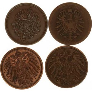 Německo, drobné ražby císařství, 1 Pfennig 1887 F, 1888 A, 1895 F, 1896 A 4 ks