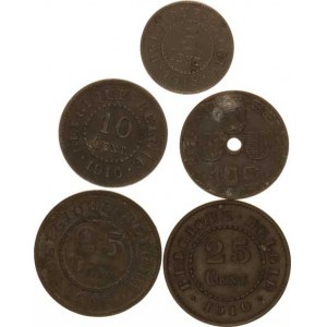 Německo, okupace Belgie (1914-1918), 25 Centimes 1915, 1916, +10 Centimes 1916, 1942, +5 Centimes 1