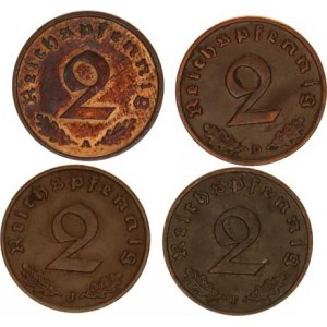 Německo - 3 říše, 1933-1945, 2 Rpf. 1937 A, D, F, J 4 ks