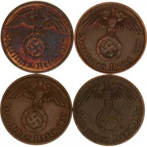 Německo - 3 říše, 1933-1945, 2 Rpf. 1937 A, D, F, J 4 ks