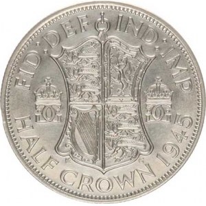 Anglie, George VI.(1936-1952), 1/2 Crown 1945 KM 856