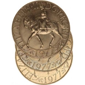 Anglie, Alžběta II. (1952-), 25 New pence 1977 - Silver Jubilee (3x) CuNi KM 920 3 k