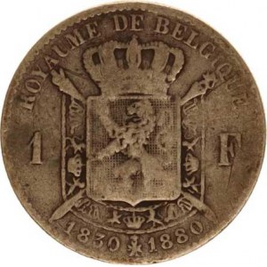 Belgie, Leopold II.(1865-1909), 1 Franc 1880 - 50. výr. nezávislosti KM 38 R