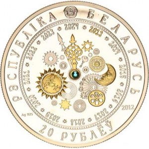 Bělorusko, 20 Rubl 2012 - Rok hada Ag 925 33,63 g kapsle +cert