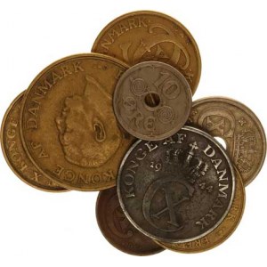 Dánsko, Christian X.(1912-1947), Konvolut 8 kusů různých mincí (2 - 25 Öre 1920-1958)
