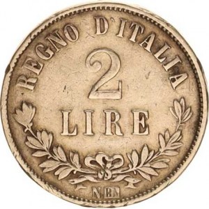 Itálie, Vittorio Emanuele II.(1861-1878), 2 Lire 1863 N BN KM 16,1, dr. hr.