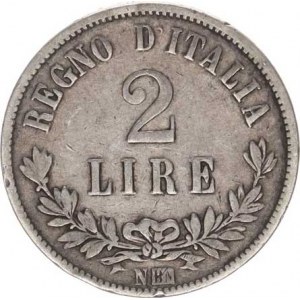 Itálie, Vittorio Emanuele II.(1861-1878), 2 Lire 1863 N BN KM 16,1