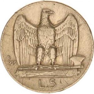Itálie, Vittorio Emanuele III.(1900-1946), 5 Lire 1929 R, škr.