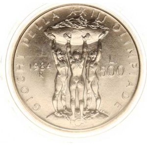 Itálie, 500 Lire 1984 R - XXIII. OH KM 114 kapsle