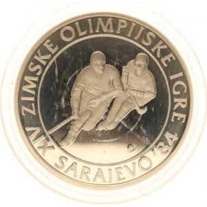 Jugoslávie, 100 Dinara 1982 - OH 1984 Sarajevo, lední hokej KM 90