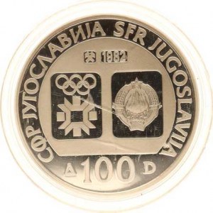 Jugoslávie, 100 Dinara 1982 - OH 1984 Sarajevo, lední hokej KM 90