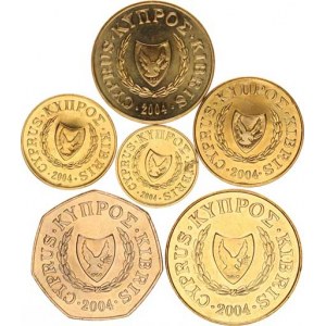 Kypr, republika (1960-), 1, 2, 5, 10, 20, 50 Cents 2004 6 ks