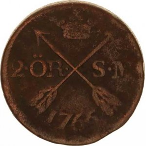 Švédsko, Adolf Frederick (1751-1771), 2 Öre 1766 SM KM 461
