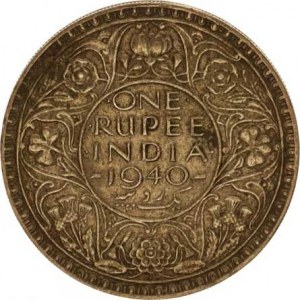 Britská Indie, 1 Rupee 1940 (b) KM 556, patina