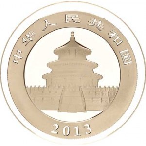 Čínská lidová republika, 10 Yuan 2013 - Tři pandy / Pagoda Ag/Au (Pandy zlacené 24 ka