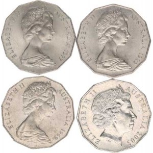 Austrálie, Alžběta II. (1952-), 50 Cents 1969, 1977, 1982, 2003 KM 68, 69, 74 4 ks