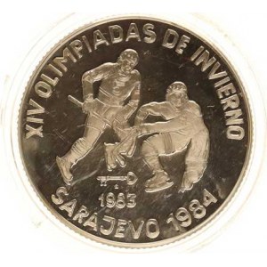 Kuba, 5 Pesos 1983 - OH Sarajevo, hokej KM 108 Ag 999 12,00