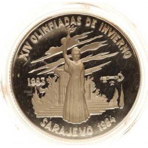 Kuba, 5 Pesos 1983 - OH Sarajevo, bohyně s olymp. ohněm KM 112