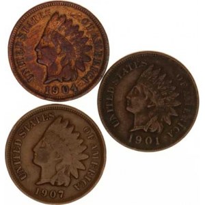 U.S.A., 1 Cent 1901, 1904, 1907 3 ks